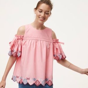 Ann Taylor Loft Pink Embroidered Shirt NWT